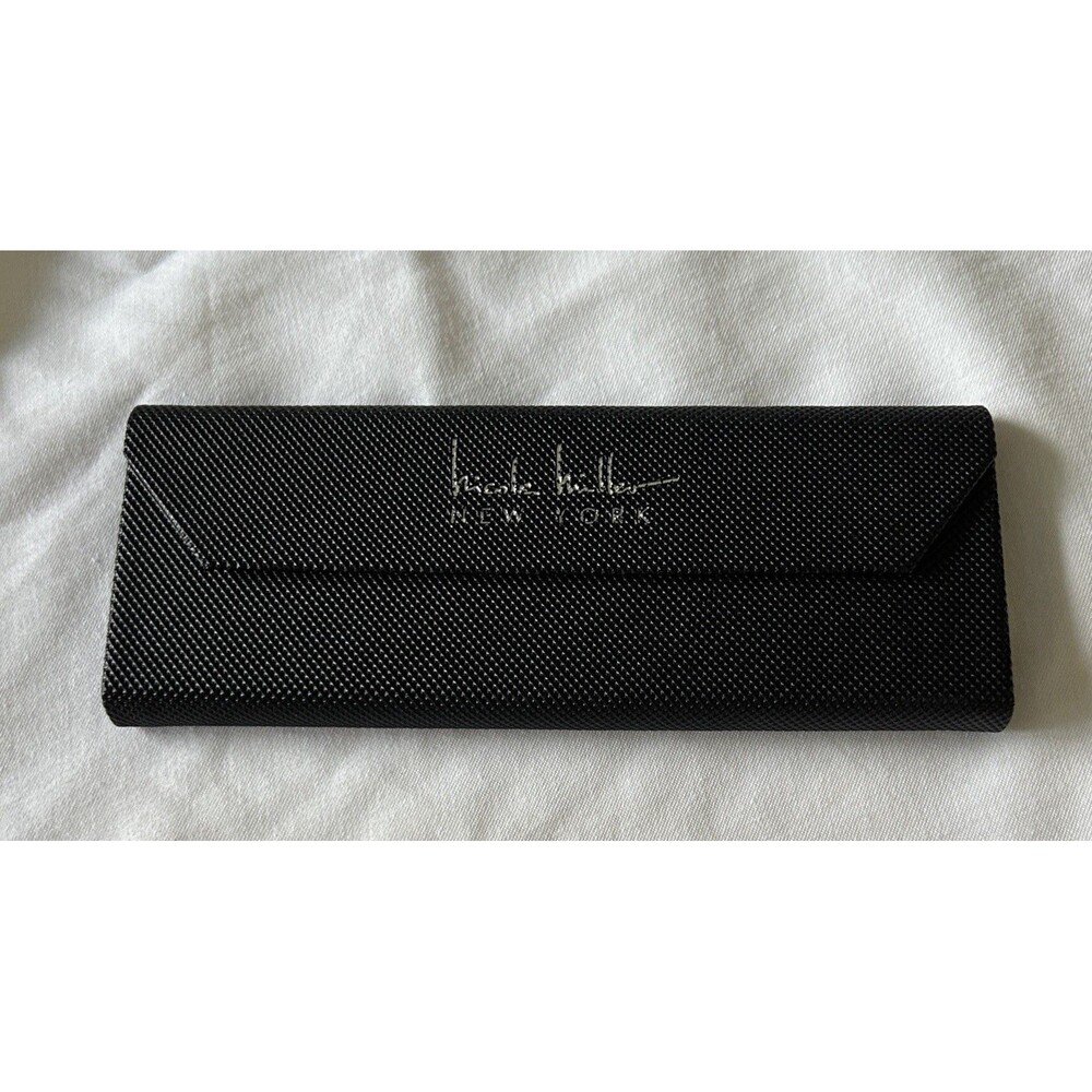 Nicole Miller NY Foldable Hard Shell Case Black Silver Signature Eye Glasses